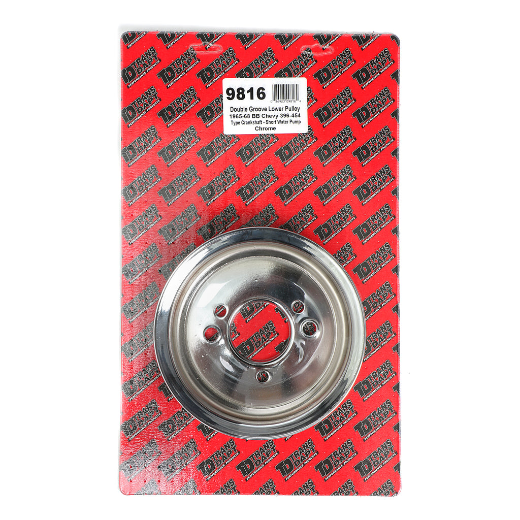 Crankshaft-Pulley;-2-Groove;-Chevrolet-396-454;-Short-Water-Pump-Chrome