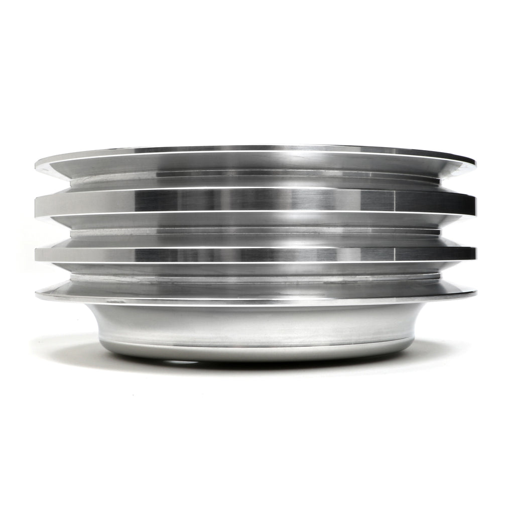 Crankshaft-Pulley;-3-Groove;-55-68-Chevrolet-283-350;-Long-WP--Pol.-Aluminum