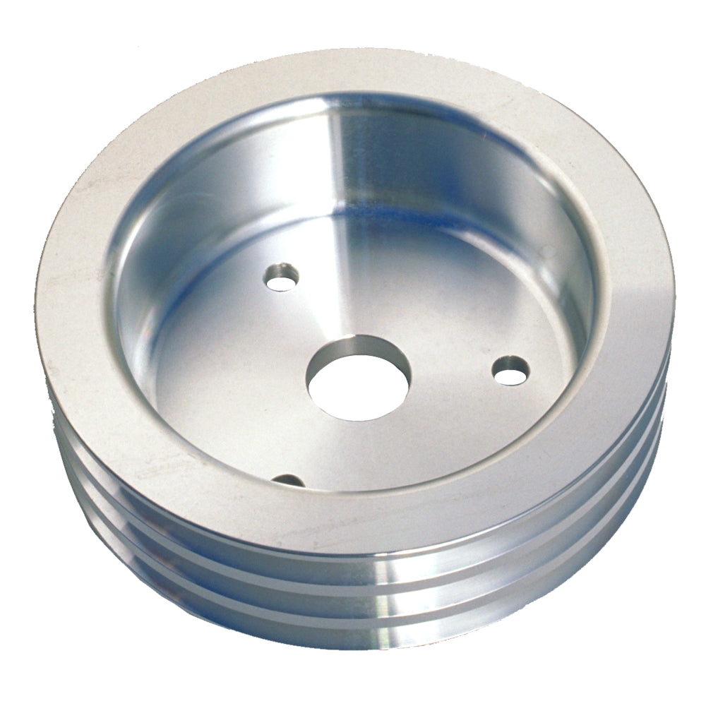 Crankshaft-Pulley;-3-Groove;-55-68-Chevrolet-396-454;-Short-WP--Pol.-Aluminum