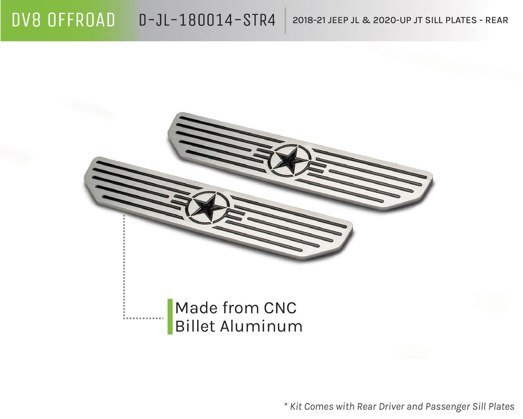 DV8 Offroad D-JL-180014-STR4 Rear Sill Plates with in.Since 1942 in. Logo for Select Jeep Wrangler
