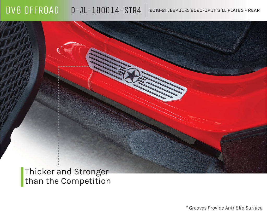 DV8 Offroad D-JL-180014-STR4 Rear Sill Plates with in.Since 1942 in. Logo for Select Jeep Wrangler