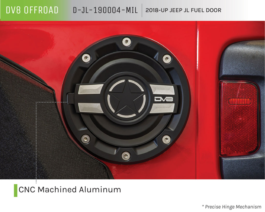 DV8 Offroad D-JL-190004-MIL Fuel Door for Select Jeep Wrangler