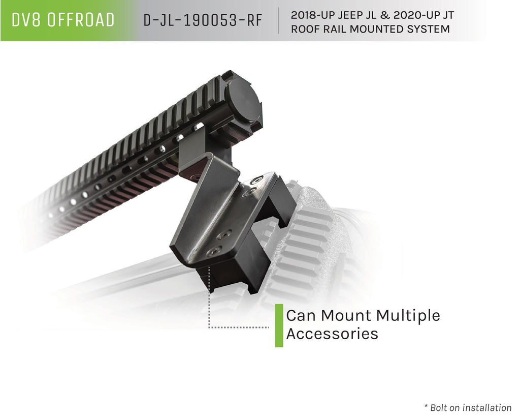 DV8 Offroad D-JL-190053-RF Roof Rail Mounted System for Select Jeep Wrangler