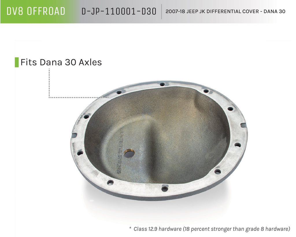 DV8 Offroad D-JP-110001-D30 Differential Cover; Dana 30 for Select Jeep Wrangler, Jeep Wrangler JK
