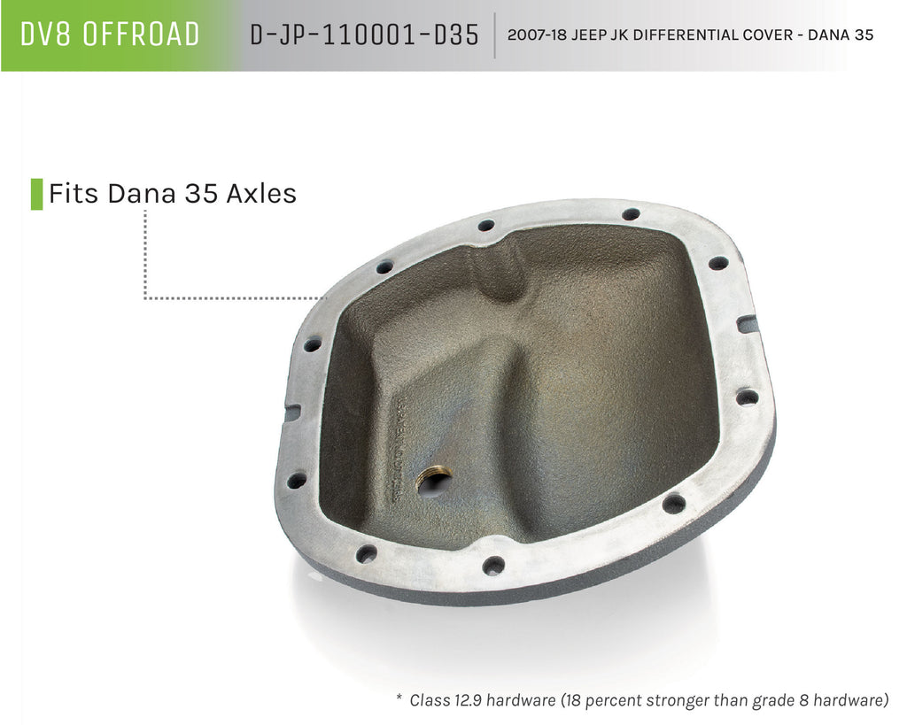 DV8 Offroad D-JP-110001-D35 Differential Cover; Dana 35 for Select Jeep Wrangler, Jeep Wrangler JK