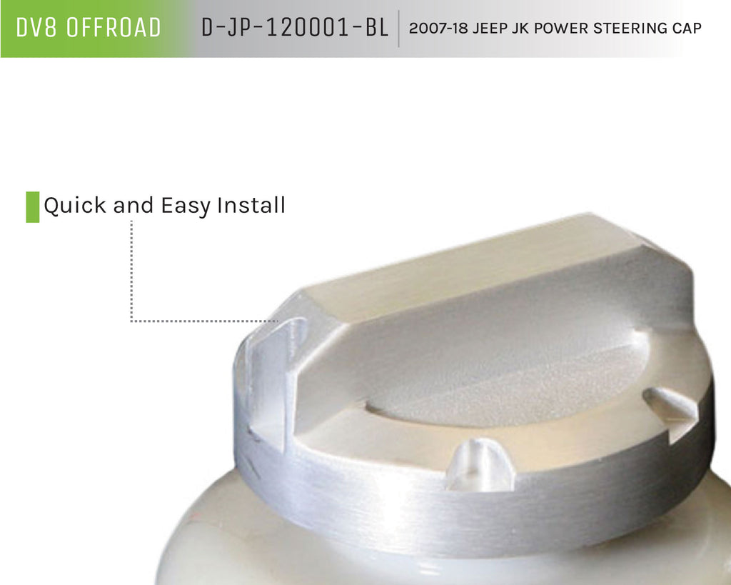 DV8 Offroad D-JP-120001-BL Power Steering Cap for Select Jeep Wrangler