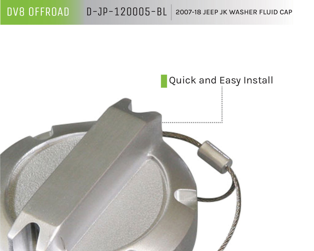 DV8 Offroad D-JP-120005-BL Washer Fluid Cap for Select Jeep Wrangler