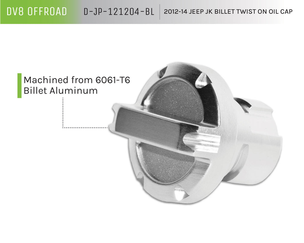 DV8 Offroad D-JP-121204-BL Twist On Oil Cap; Billet for Select Jeep Wrangler, Jeep Wrangler JK