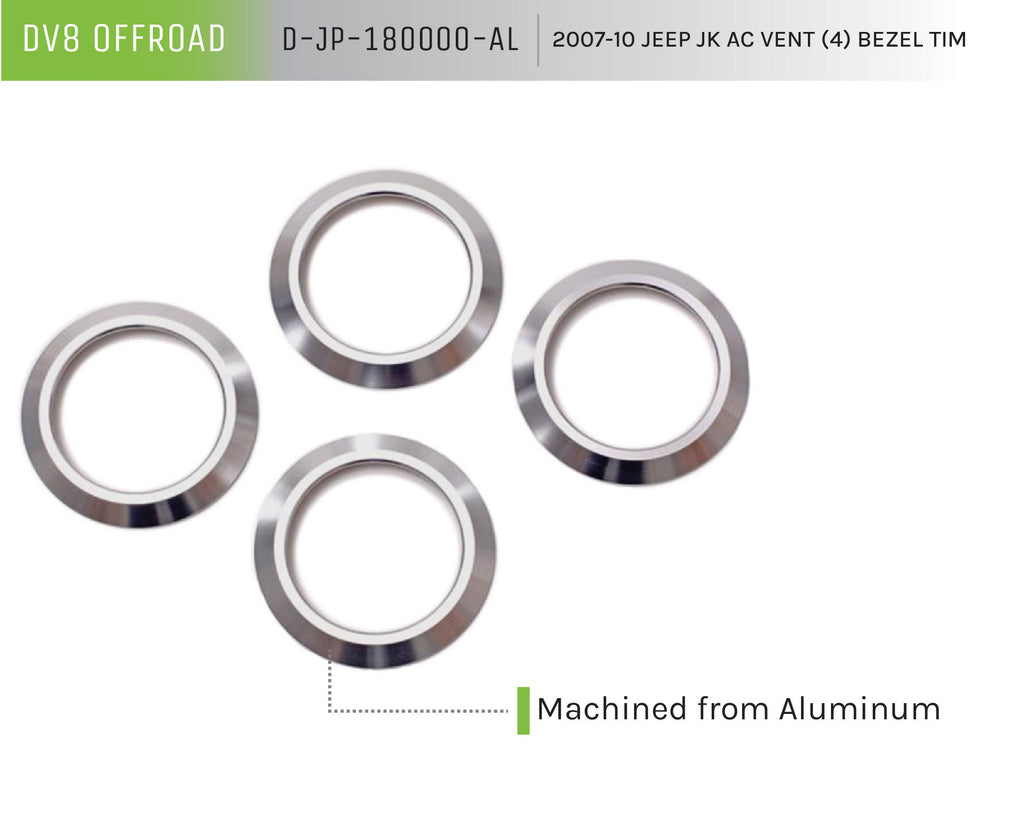 DV8 Offroad D-JP-180000-AL Ac Vent Bezel Trim; 4-Pieces. for Select Jeep Wrangler