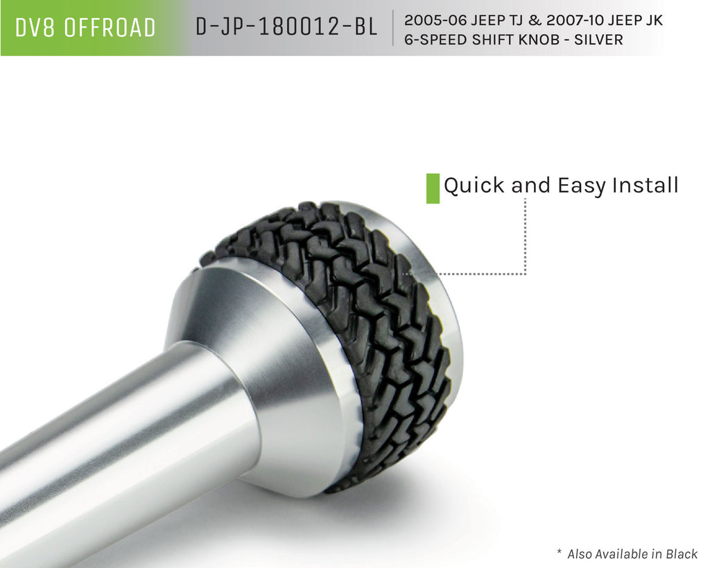 DV8 Offroad D-JP-180012-BL 6-Speed Shift Knob; Silver for Select Jeep Wrangler