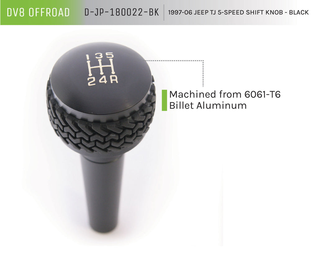 DV8 Offroad D-JP-180022-BK 5-Speed Shift Knob; Black for Select Jeep Wrangler