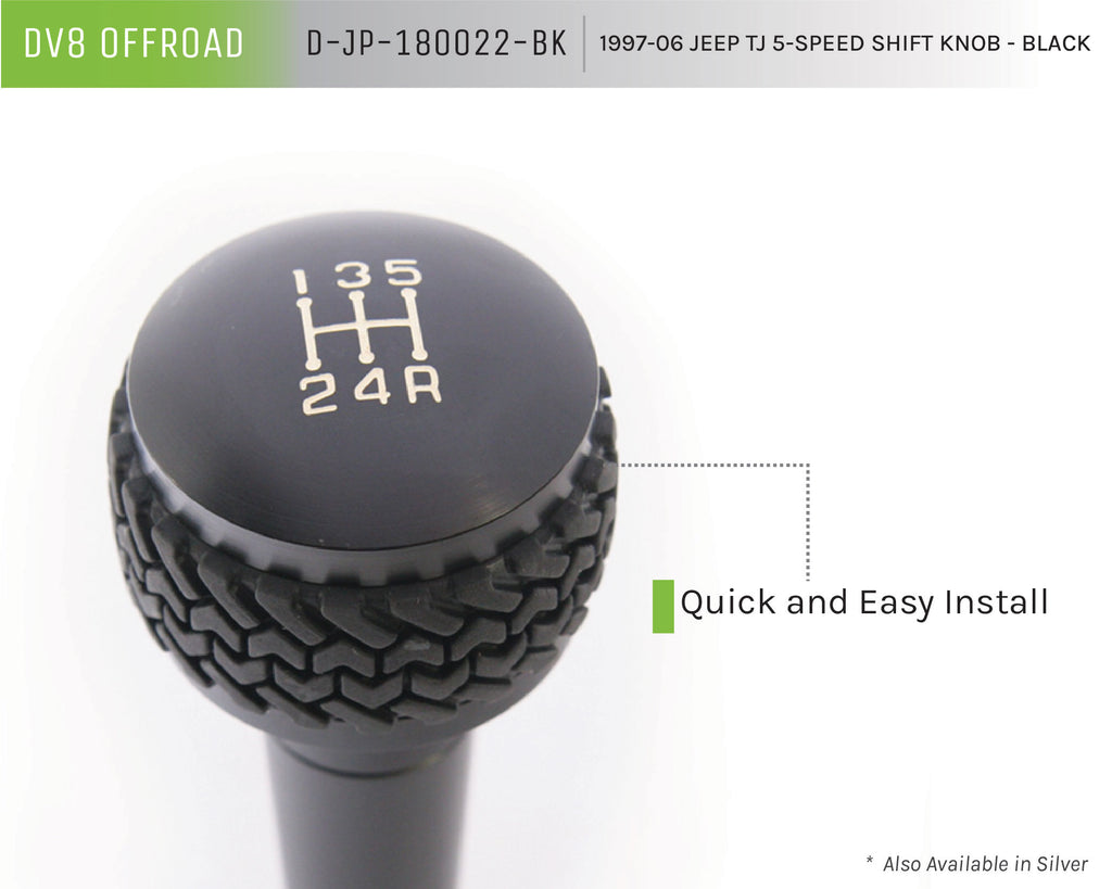 DV8 Offroad D-JP-180022-BK 5-Speed Shift Knob; Black for Select Jeep Wrangler