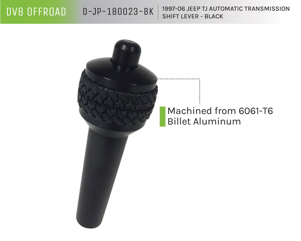 DV8 Offroad D-JP-180023-BK Auto Trans Shift Lever; Black for Select Jeep Wrangler