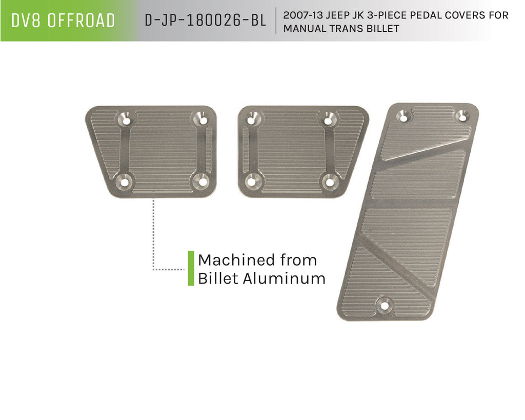 DV8 Offroad D-JP-180026-BL Pedal Covers; 3-Pieces; Manual; Billet for Select Jeep Wrangler