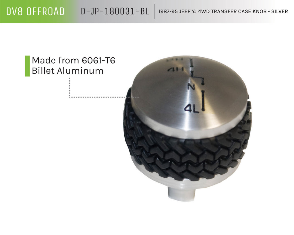 DV8 Offroad D-JP-180031-BL 4WD Transfer Case Knob; Silver for Select Jeep Wrangler