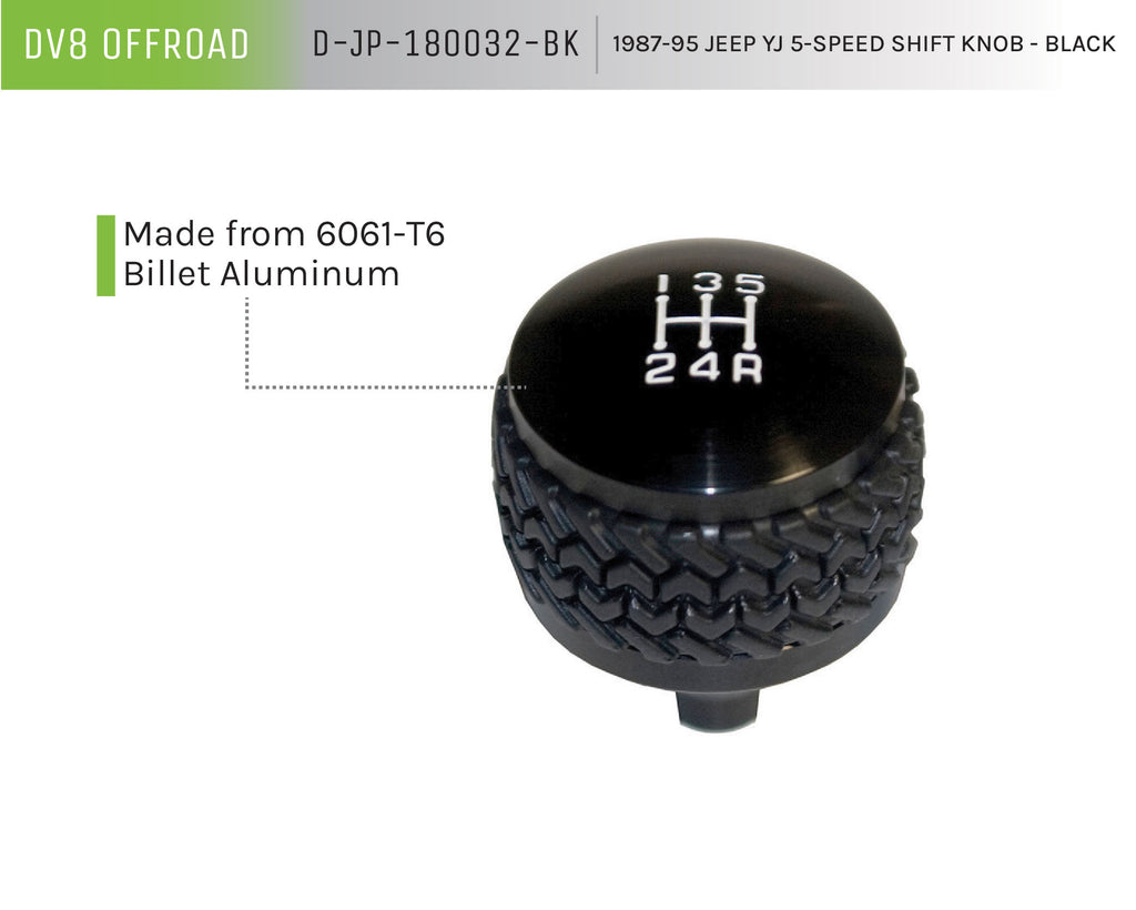 DV8 Offroad D-JP-180032-BK 5-Speed Shift Knob; Black for Select Jeep Wrangler