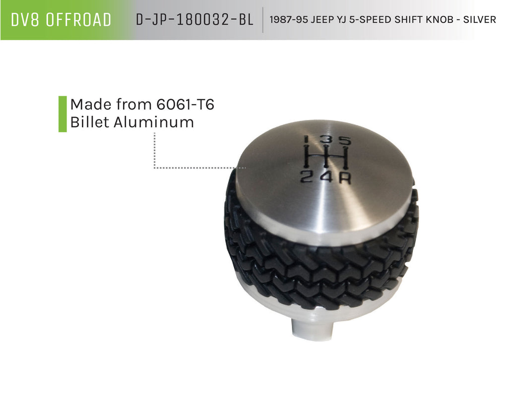 DV8 Offroad D-JP-180032-BL 5-Speed Shift Knob; Silver for Select Jeep Wrangler