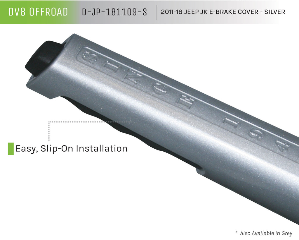 DV8 Offroad D-JP-181109-S E-Brake Cover; Silver for Select Jeep Wrangler, Jeep Wrangler JK