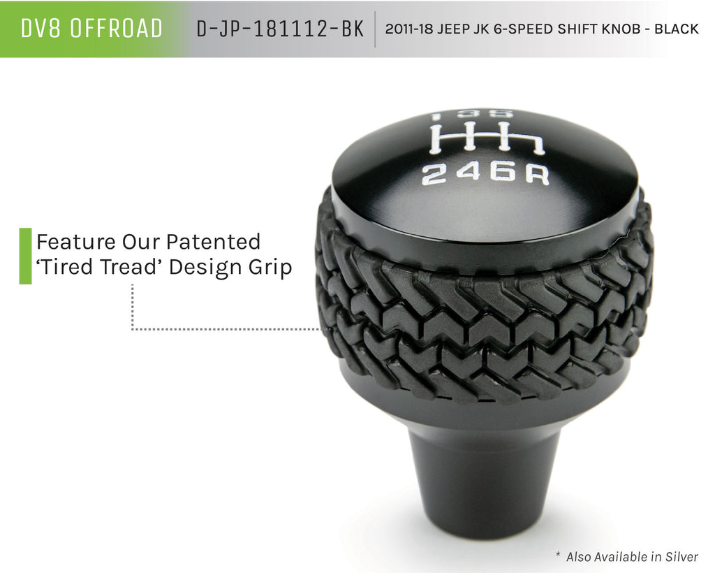 DV8 Offroad D-JP-181112-BK 6-Speed Shift Knob; Black for Select Jeep Wrangler, Jeep Wrangler JK