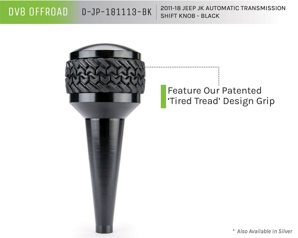 DV8 Offroad D-JP-181113-BK Auto Trans Shift Knob; Black for Select Jeep Wrangler, Jeep Wrangler JK