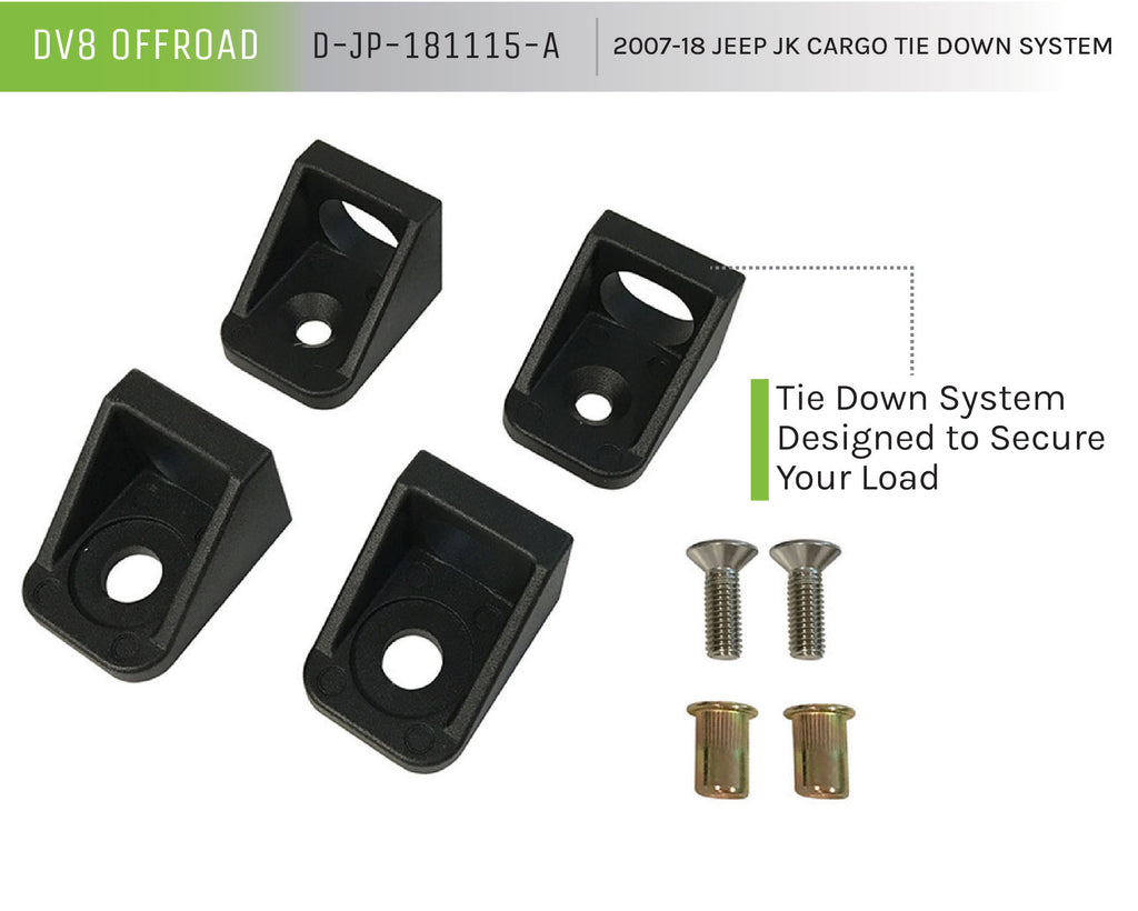 DV8 Offroad D-JP-181115-A Cargo Tie Down System; 4-Pieces for Select Jeep Wrangler, Jeep Wrangler JK