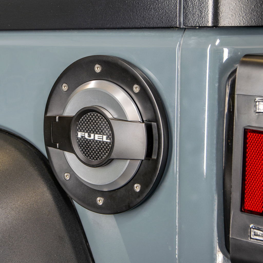 DV8 Offroad D-JP-190004-BLK Fuel Door Assembly; Blk/Slvr for Select Jeep Wrangler, Jeep Wrangler JK