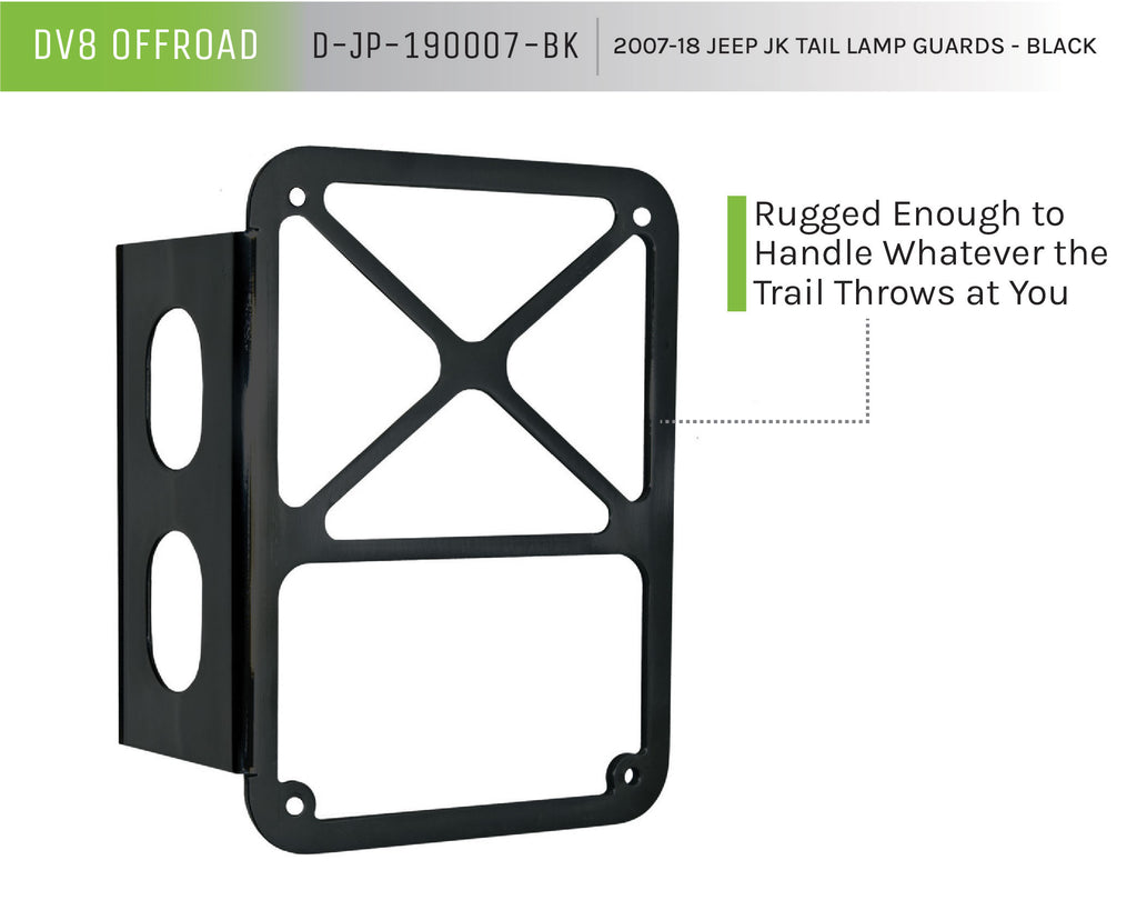 DV8 Offroad D-JP-190007-BK Tail Lamp Guard; Black; Pair for Select Jeep Wrangler, Jeep Wrangler JK