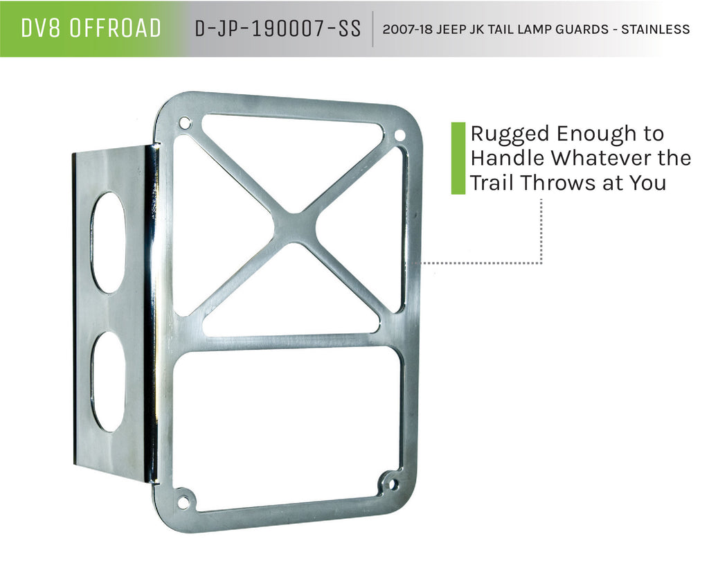 DV8 Offroad D-JP-190007-SS Tail Lamp Guard; Stainless for Select Jeep Wrangler, Jeep Wrangler JK