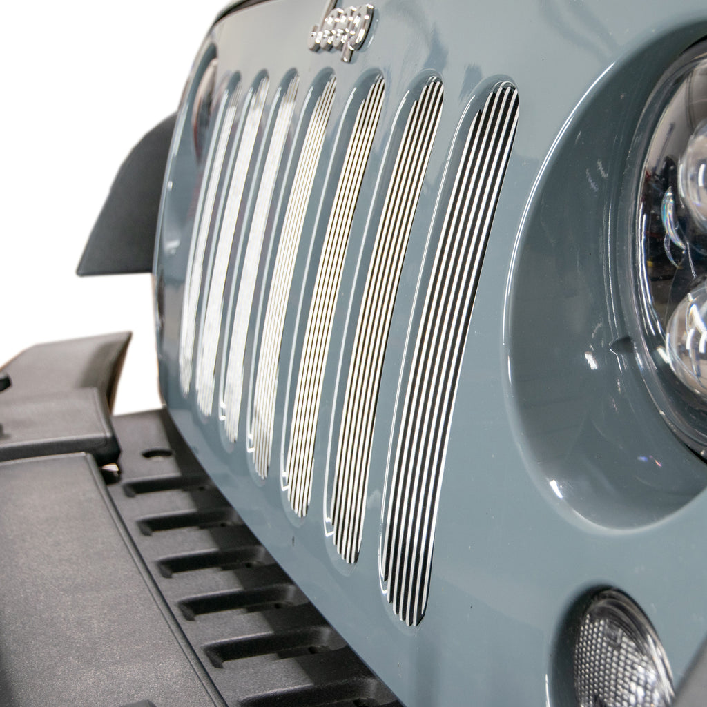 DV8 Offroad D-JP-190008-BRUSH Grill Inserts; 7-Pieces; Brushed for Select Jeep Wrangler, Jeep Wrangler JK