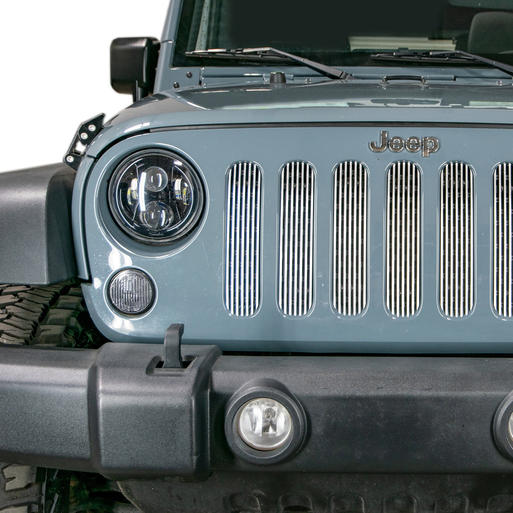 DV8 Offroad D-JP-190008-POLSH Grill Inserts; 7-Pieces; Polished for Select Jeep Wrangler, Jeep Wrangler JK