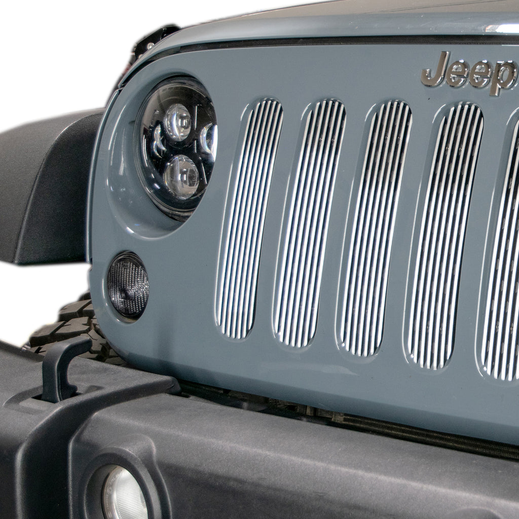 DV8 Offroad D-JP-190008-POLSH Grill Inserts; 7-Pieces; Polished for Select Jeep Wrangler, Jeep Wrangler JK