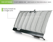 Load image into Gallery viewer, DV8 Offroad D-JP-190010-BK Mesh Grill; 1 Piece; Black for Select Jeep Wrangler, Jeep Wrangler JK
