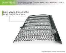 Load image into Gallery viewer, DV8 Offroad D-JP-190010-BK Mesh Grill; 1 Piece; Black for Select Jeep Wrangler, Jeep Wrangler JK