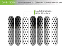 Load image into Gallery viewer, DV8 Offroad D-JP-190018-BLACK Grill Inserts; Black; 7-Pieces for Select Jeep Wrangler