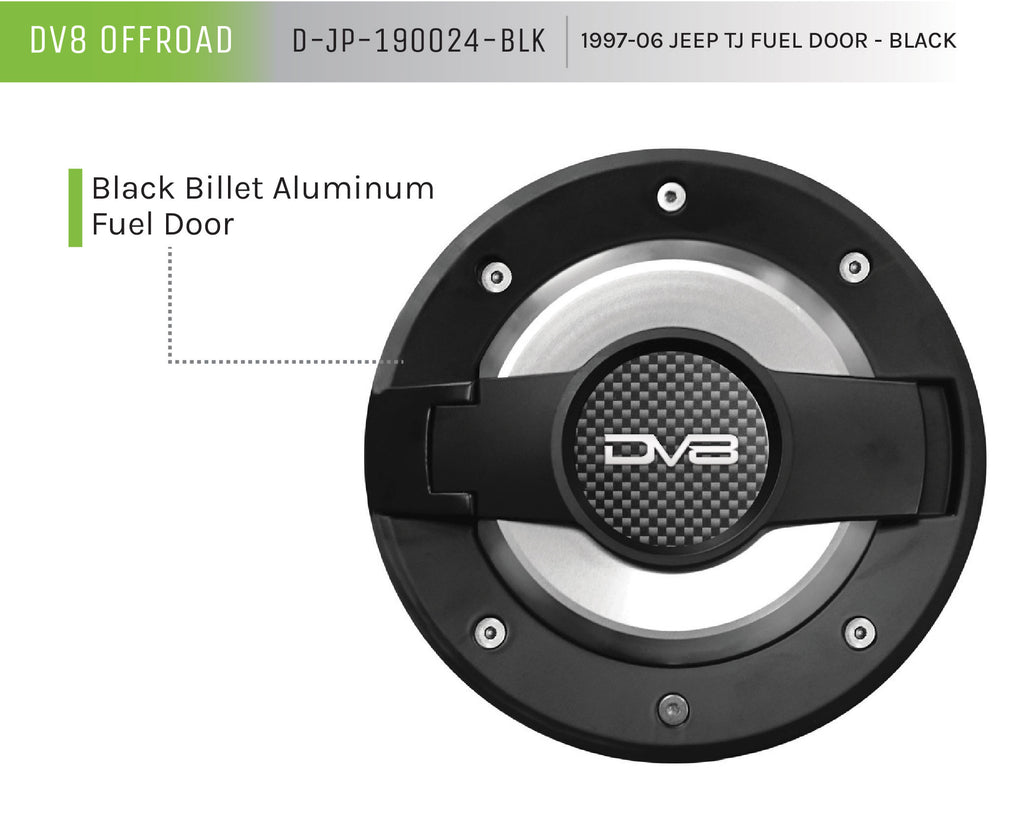 DV8 Offroad D-JP-190024-BLK Fuel Door; Black for Select Jeep Wrangler