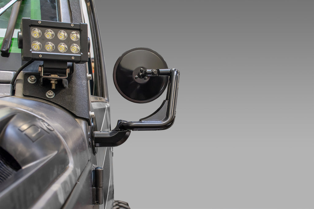 DV8 Offroad D-JP-190050-B Tubular Mirrors; Black for Select Jeep Wrangler, Jeep Wrangler JK