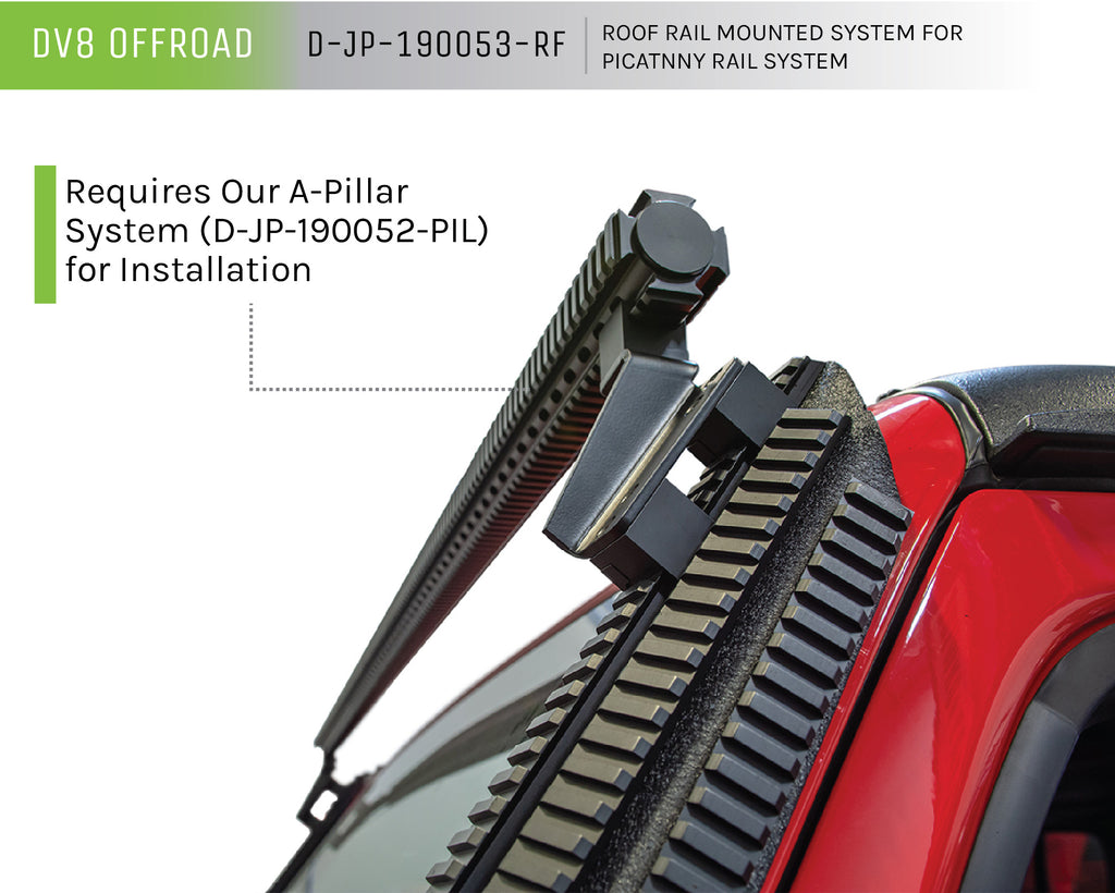 DV8 Offroad D-JP-190053-RF Picatinny Roof Rail Mounted System for Select Jeep Wrangler, Jeep Wrangler JK