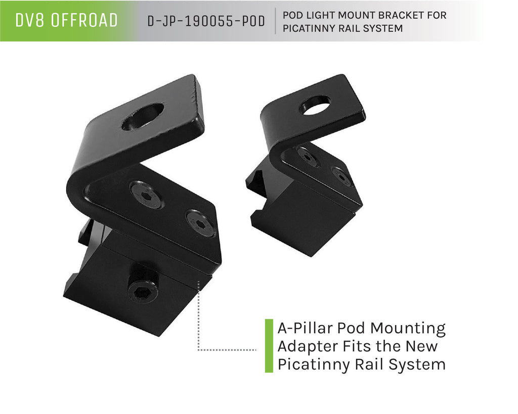 DV8 Offroad D-JP-190055-POD Pod Light Mount Bracket for Picatinny Rail System for Select Jeep Wrangler, Jeep Wrangler JK