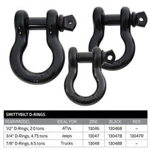 Load image into Gallery viewer, D-Ring---12---2-Ton-Rating---Black