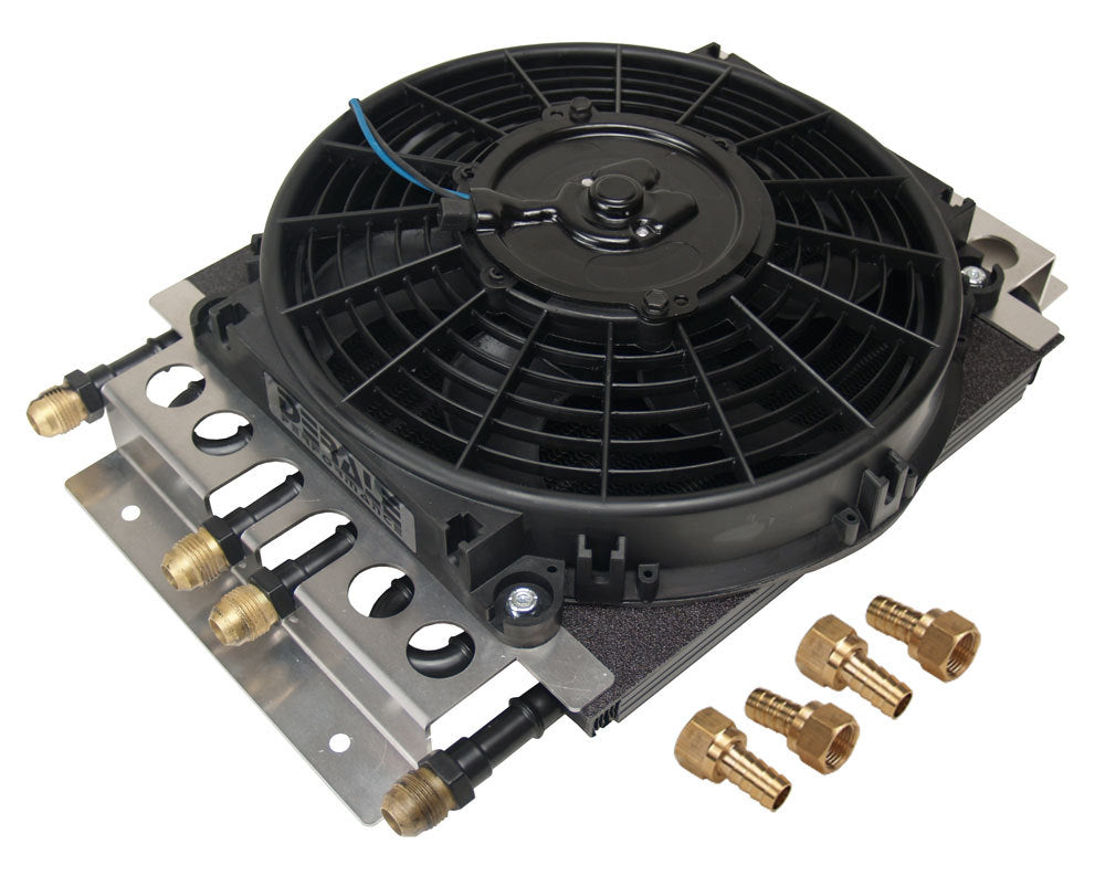 DERALE 15220 Dual Circuit Oil Cooler w/Fan 8an 4 & 4 Pass