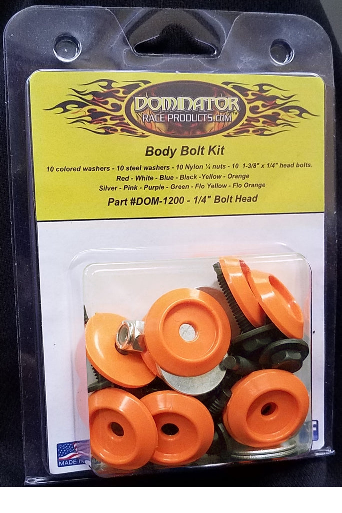 DOMINATOR RACE PRODUCTS 1200-B-OR Body Bolt Kit Orange Hex Head