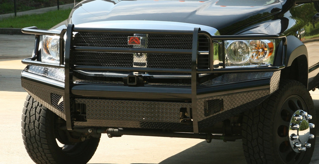 Fab Fours DR06-S1160-1 Black Steel Front Ranch Bumper for Select Dodge Ram 2500, Dodge Ram 3500, Dodge Ram 4500, Dodge Ram
