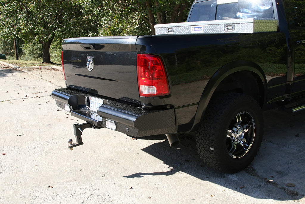 Fab Fours DR10-T2950-1 Black Steel Ranch Rear Bumper for Select Dodge Ram 1500, Dodge Ram 2500, Dodge Ram 3500, Dodge Ram 4500, Dodge Ram 5500, Ram 1500, Ram 2500, Ram 3500, Ram 4500, Ram