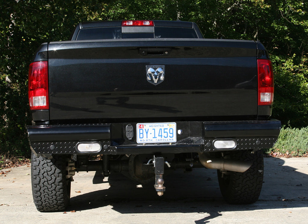 Fab Fours DR10-T2950-1 Black Steel Ranch Rear Bumper for Select Dodge Ram 1500, Dodge Ram 2500, Dodge Ram 3500, Dodge Ram 4500, Dodge Ram 5500, Ram 1500, Ram 2500, Ram 3500, Ram 4500, Ram