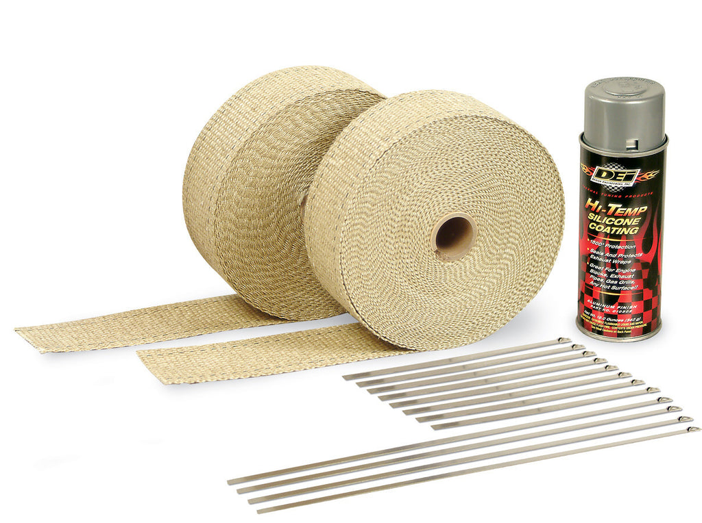 DESIGN ENGINEERING 10112 2in Exhaust Wrap Kit Tan w/Aluminum Silicone Coat