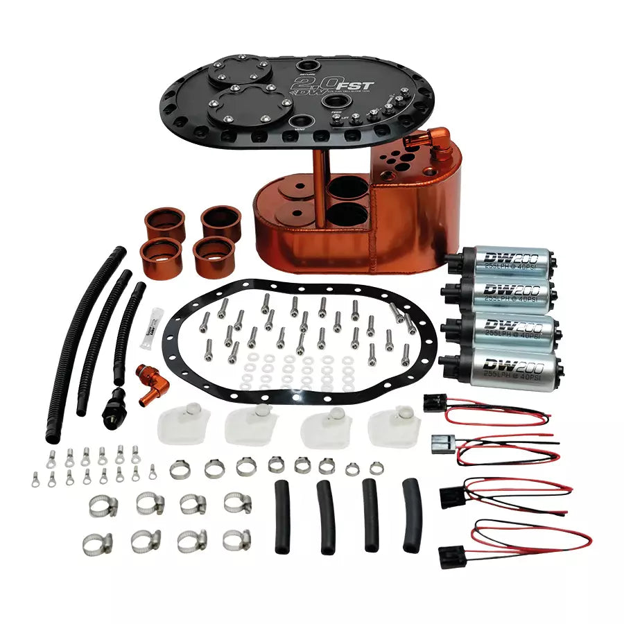 DEATSCHWERKS 6-201-20FST 2.0L Staged Fuel Cell Su rge Tank with 4 DW200 Fu