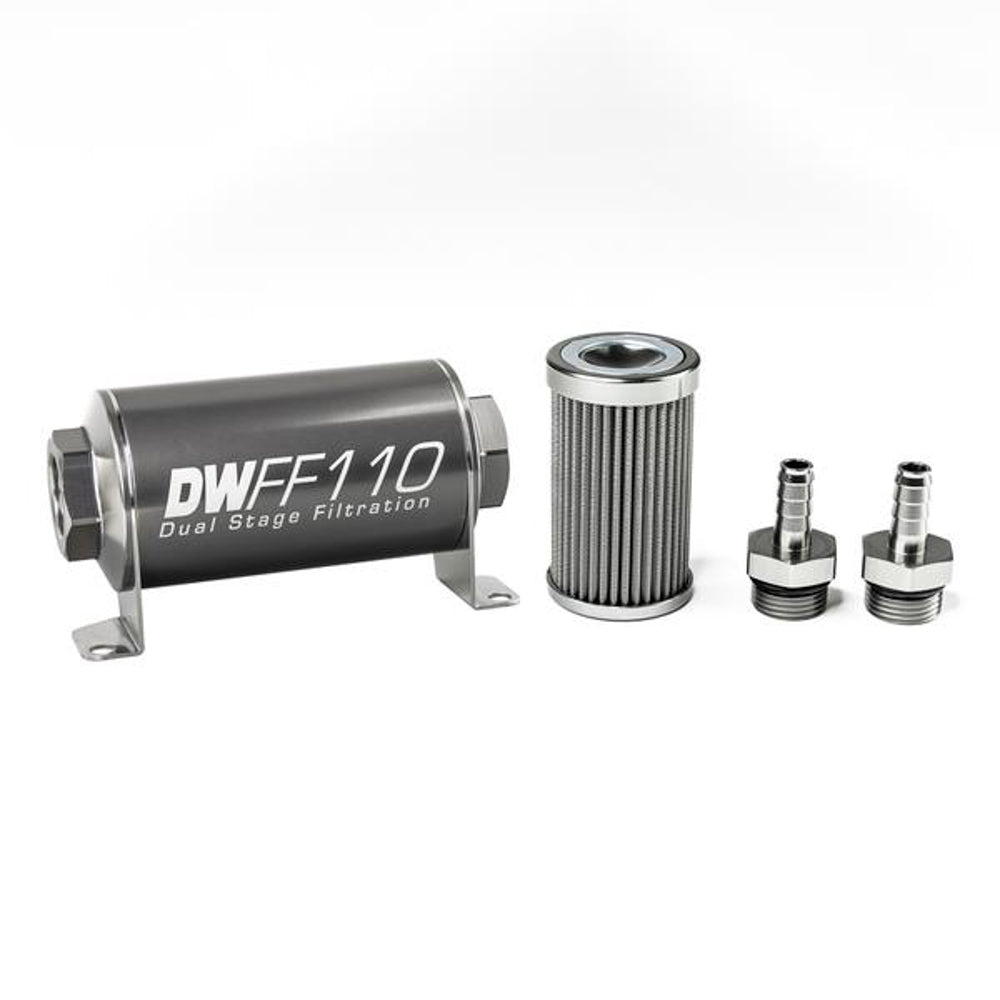 DEATSCHWERKS 8-03-110-100K-38 In-line Fuel Filter Kit 3/8 Hose Barb 100-Micro