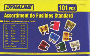 Dynaline 00121 101 PC Standard Blade Plug In Fuses Assortment