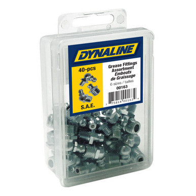 Dynaline 00163 S.A.E. Grease Fitting Assortment Dynakit, 40 Pieces, 6 sizes (Straight, 45 & 90 degrees)