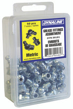 Load image into Gallery viewer, Dynaline 00181 Metric Grease Fitting Assortment Dynakit, 50 Pieces, 7 Sizes (Straight, 45 &amp; 90 degrees)